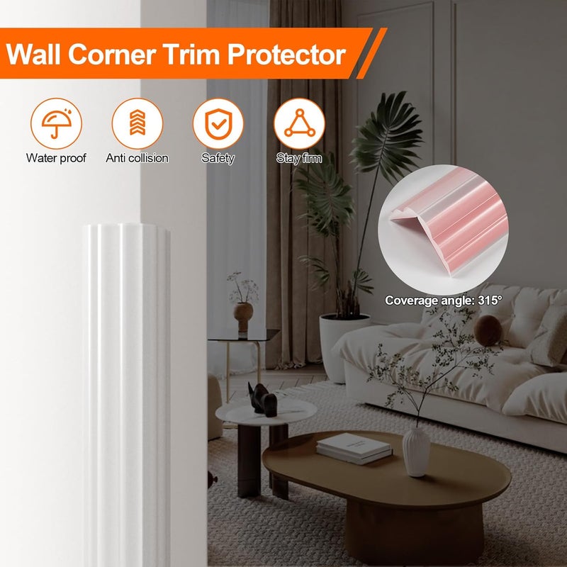 Elvone Wall Corner Protector & Edge Guard，Peel and Stick Wall Trim Moulding Inside & Outside Corner Molding Trim Caulk Strip, Self Adhesive Trim for Wall Edge,Ceiling,Countertop, 1.6” W x40’ L, White - Image 2